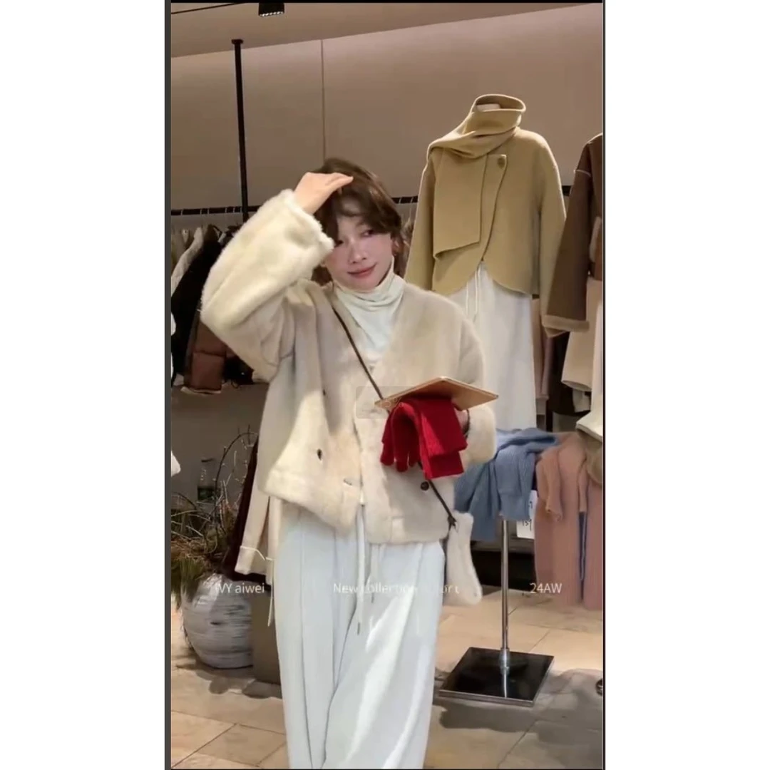 【ARONG阿荣家】皮毛一体外套07168-杏色-ML