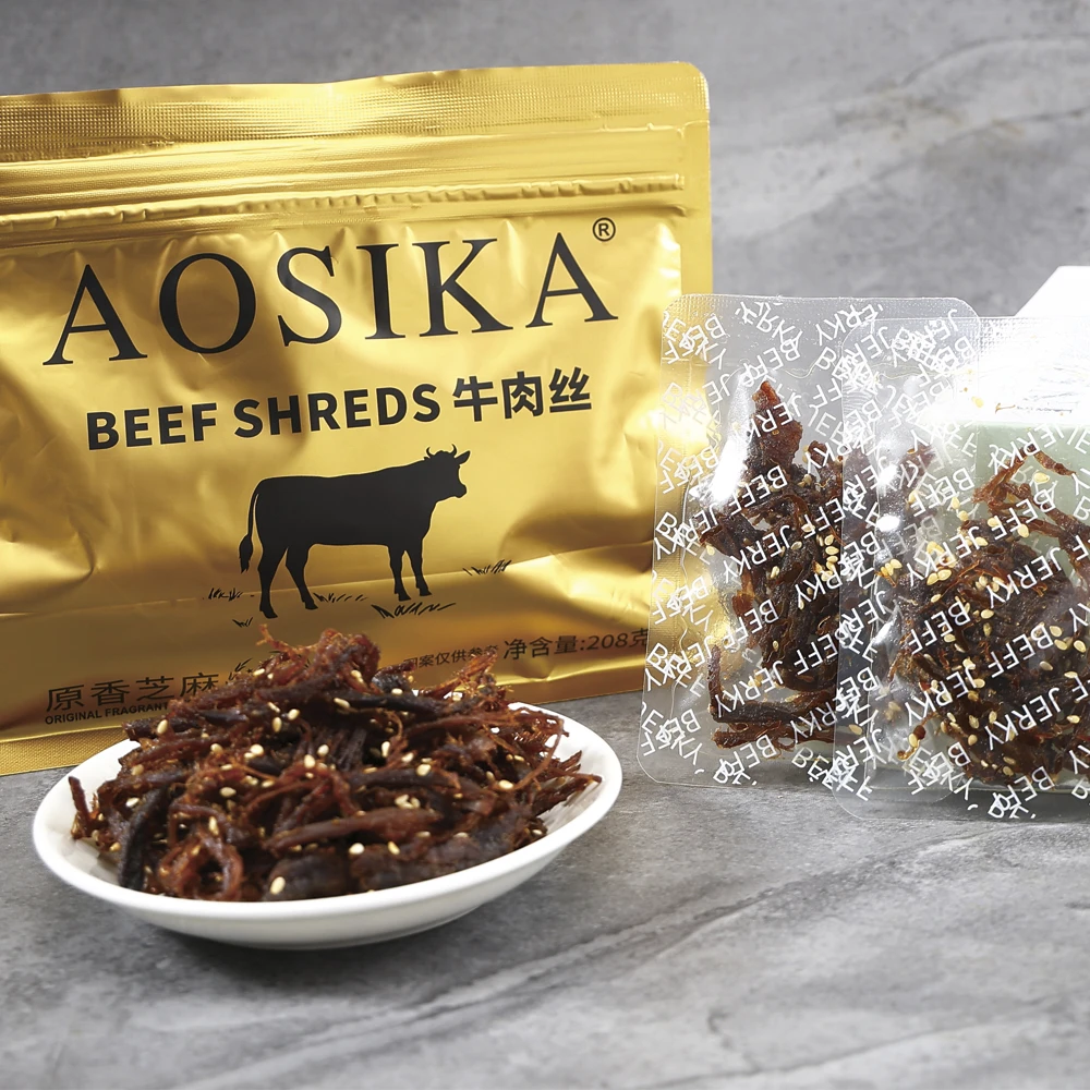 AOSIKA牛肉丝208g酱卤原香芝麻解馋零食新派牛肉干真材实料好味道