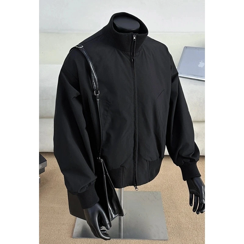 bomber美式飞行夹克男秋季教练立领短款外套cleanfit廓形立领上衣