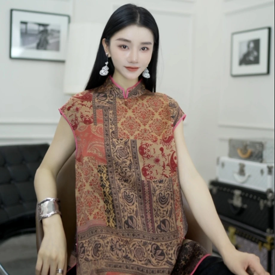 Betty Bairn【传承/暮霞凝彩】高端系列桑蚕丝复古上衣25B-BW10860