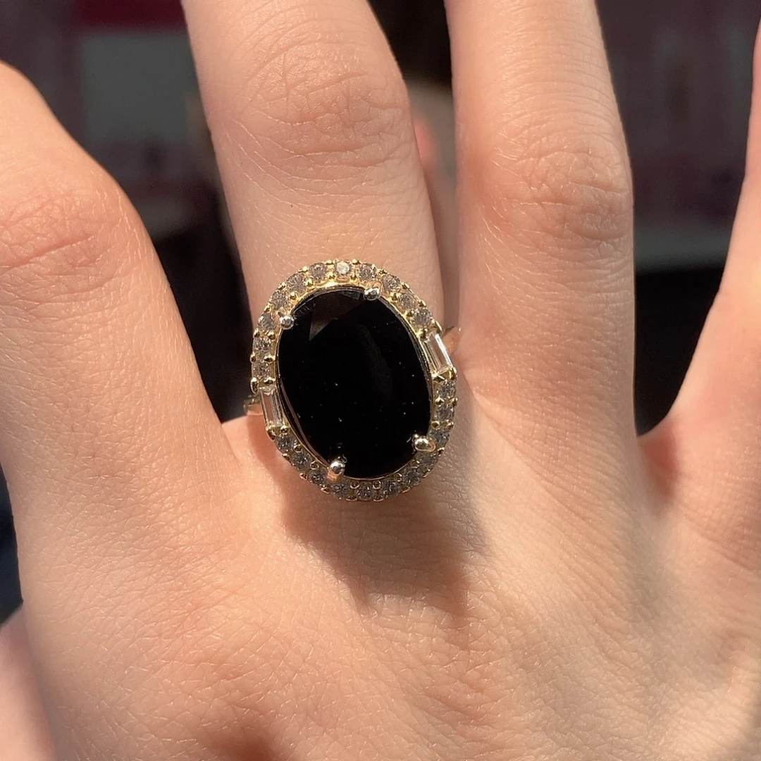 蓝宝石戒指银S925镶嵌天**情