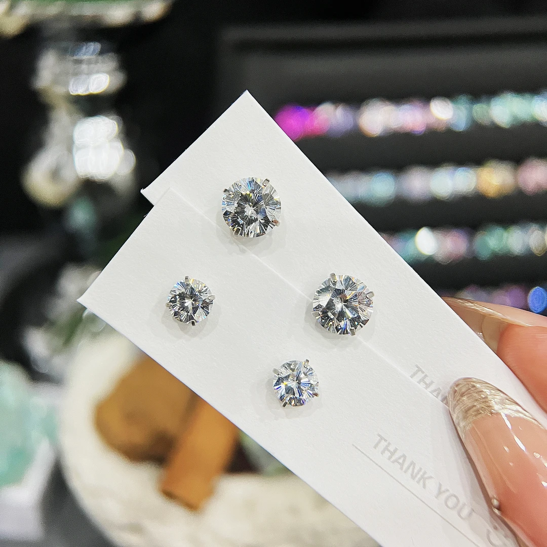 钛钢合成锆石耳饰 超闪超仙超亮耳骨钉耳蜗钉外螺旋长6粗0.8杆