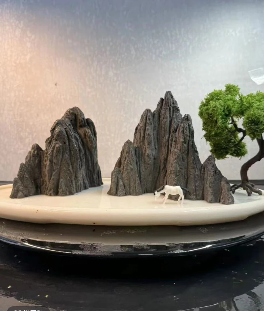 4377龟纹山-盆景鱼缸造景长30*宽12*青龙石造景高青龙石造景