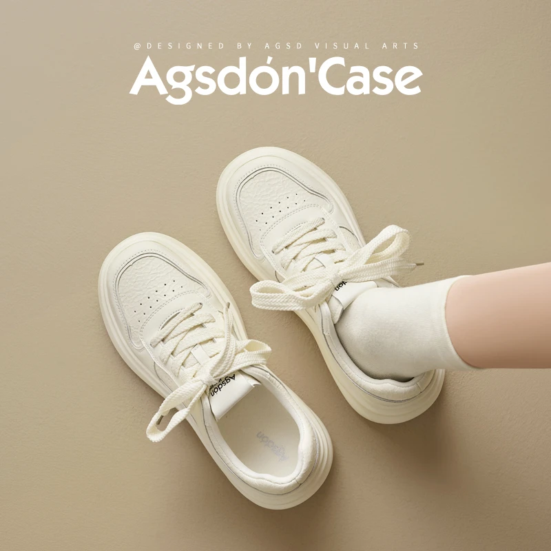 奥古狮登厚底小白鞋女2025春季新款经典百搭学生板鞋运动休闲鞋WW