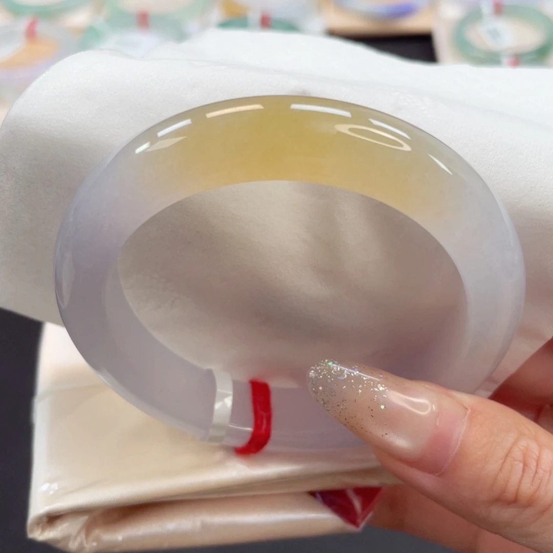 未镶嵌手镯翡翠56糯冰粉黛披金可遇不可求47号