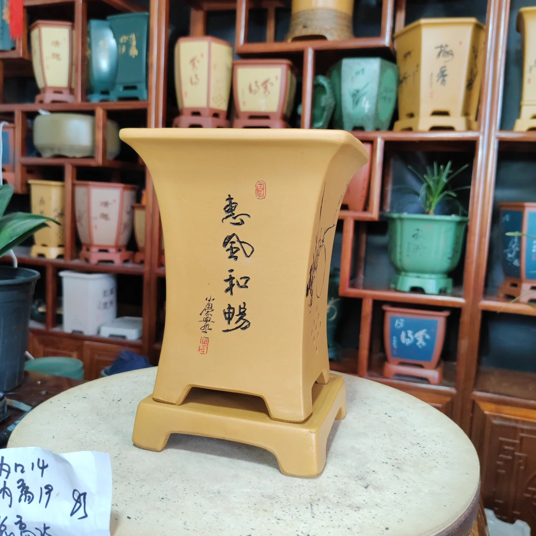 手工束腰设计紫砂兰花花盆