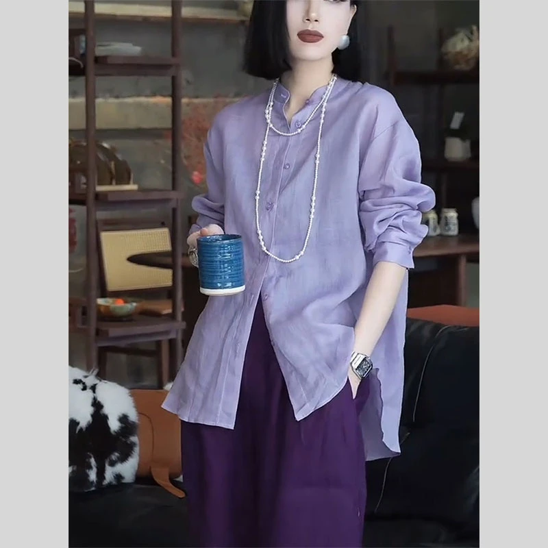 紫色气质套装女显瘦休闲圆领穿搭秋季百搭上衣阔腿裤今年流行高级