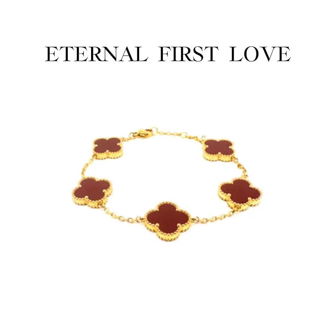 ETERNAL FIRST LOVE 轻奢时尚百搭双面四花手链-红