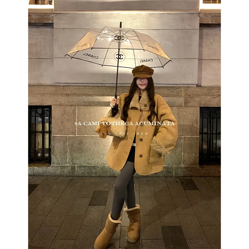 两面穿冬季长袖单排扣加厚口袋秋季外套短外套小个子女