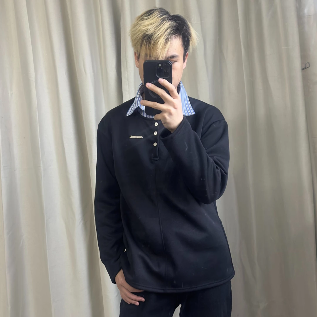 【OF Course】韩系学院风宽松休闲拼接假两件