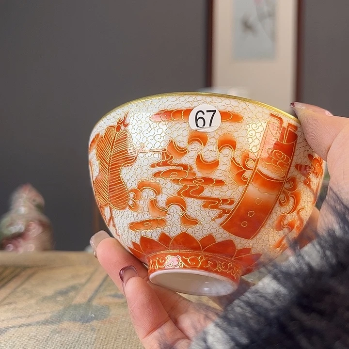 摆件景德柴烧茶杯多人