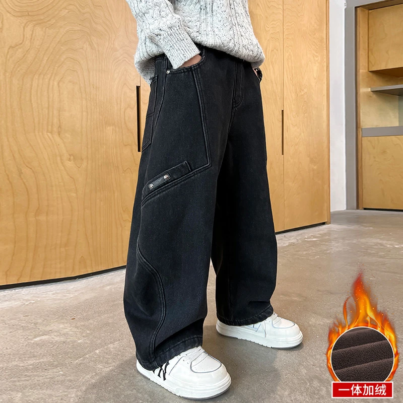 男童裤子潮帅气时髦2025新款儿童宽松牛仔裤男孩休闲裤老爹裤炸街