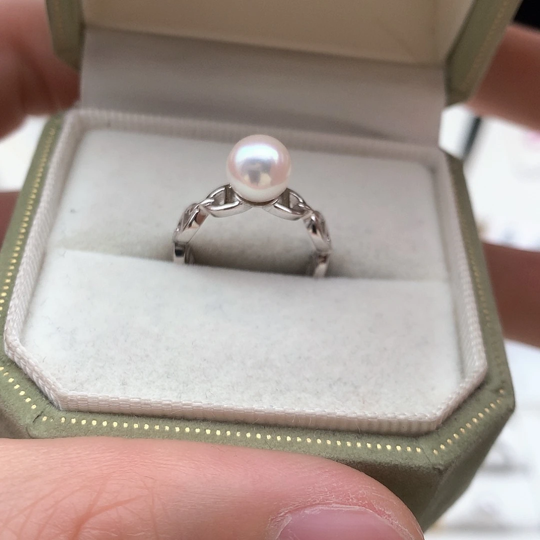 海水珍珠7-7.5mm ak猪鼻子银S925镶嵌