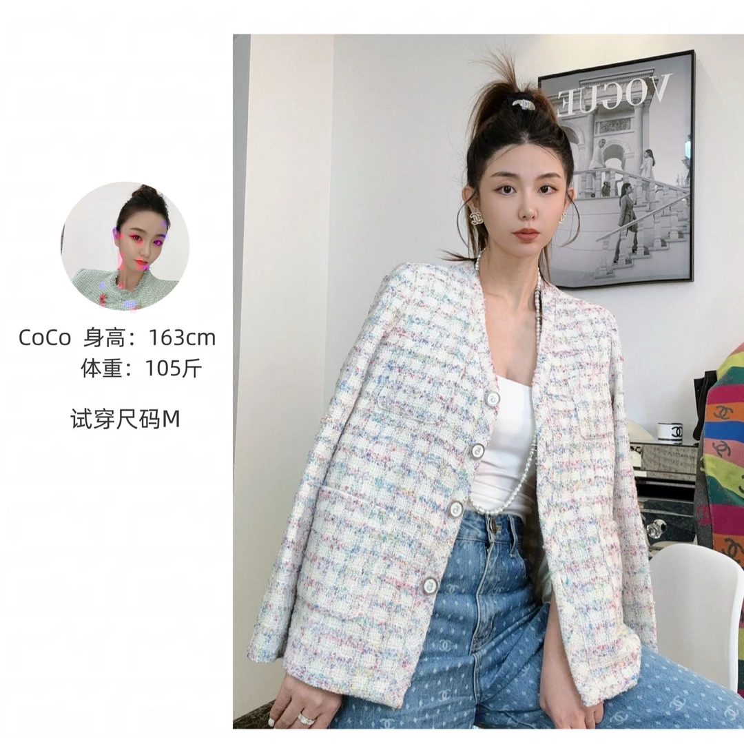 【佩里斯香香】粗花呢小香V领外套 财阀千金私服 D-9003