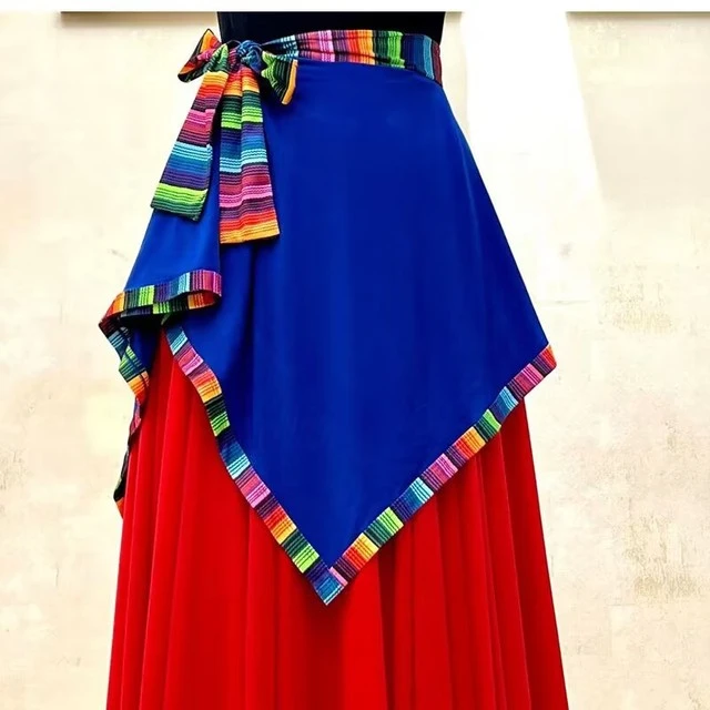 (四季通用)广场舞民族舞半身裙一片式藏族围裙百搭演出服装男女新