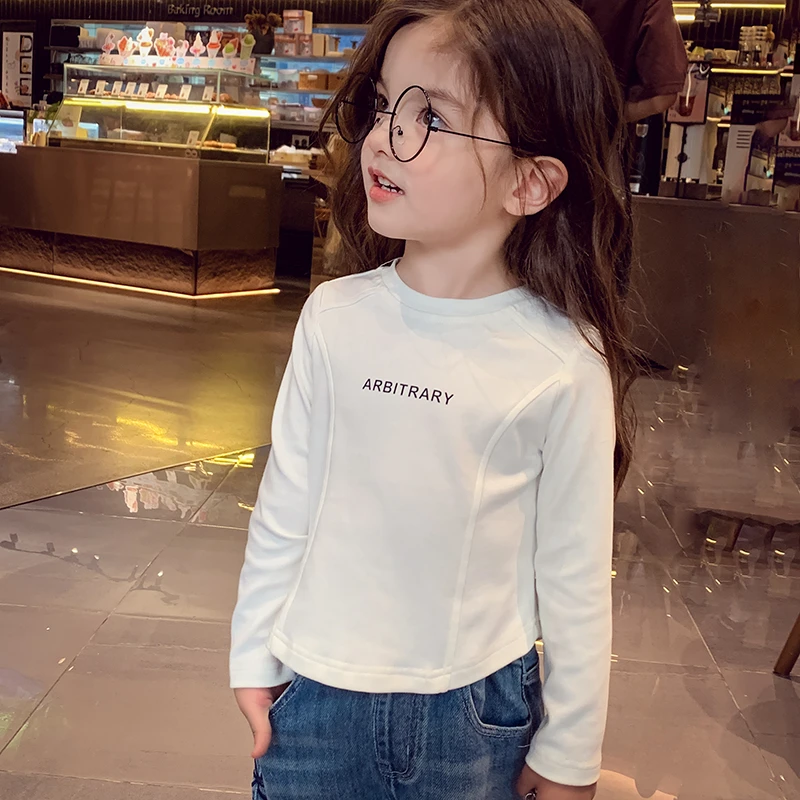 米米哈罗女童秋装洋气儿童韩版百搭字母长袖上衣 Q24537