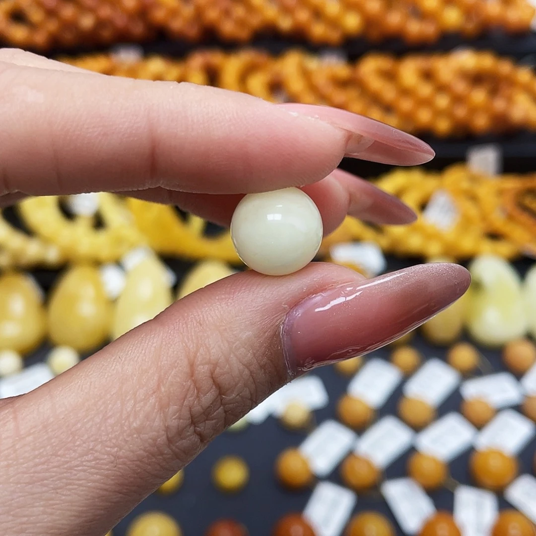 蜜蜡珠宝奇石未镶嵌12.1mm白蜡圆珠