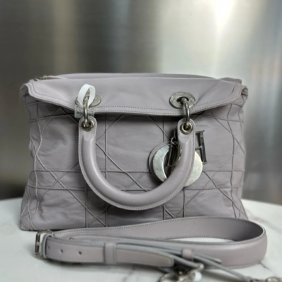 90新 DIOR/迪奥 中古三格香芋紫单肩包12329873