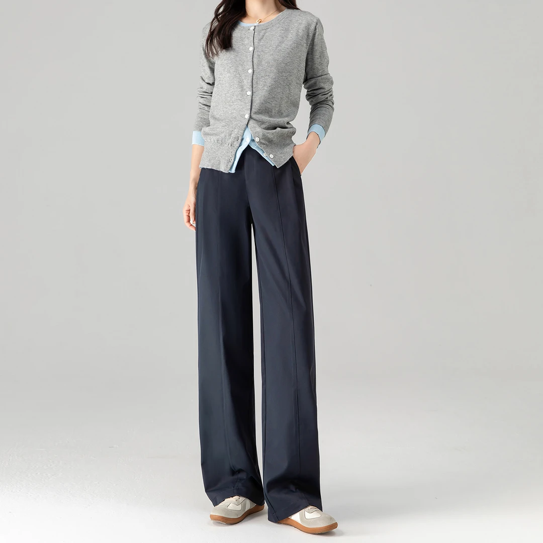 窄版直筒休闲裤女2025春秋高腰显瘦新款裤子垂感高级感拖地阔腿裤