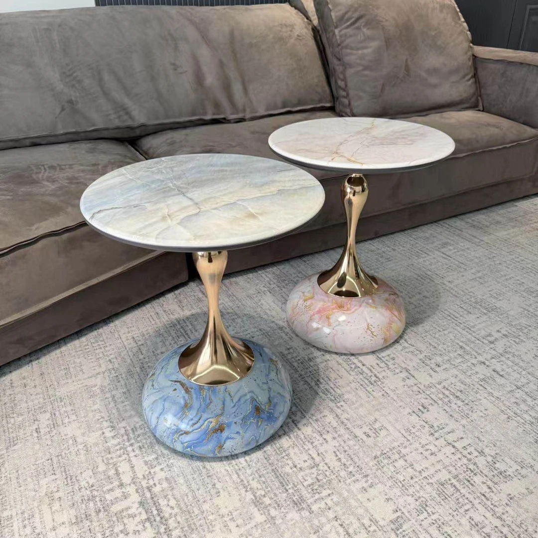 客厅茶几小桌子网红沙发圆岩板边几简约小边桌置物架创意阳台现代