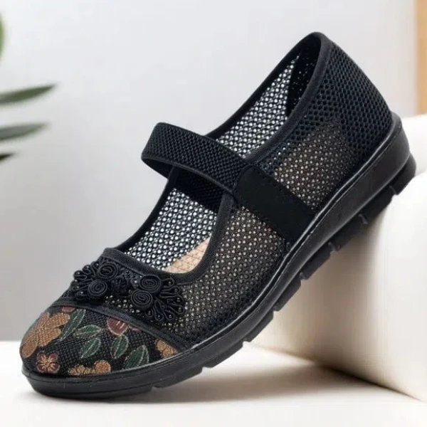 老北京布鞋女网鞋夏季透气老太太鞋平底防滑奶奶鞋中老年人妈妈鞋