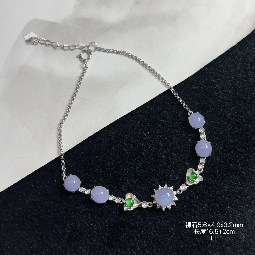 《缅甸翡翠珠宝严选》冰粉紫蛋面玉石手链（下单质询客服）LL