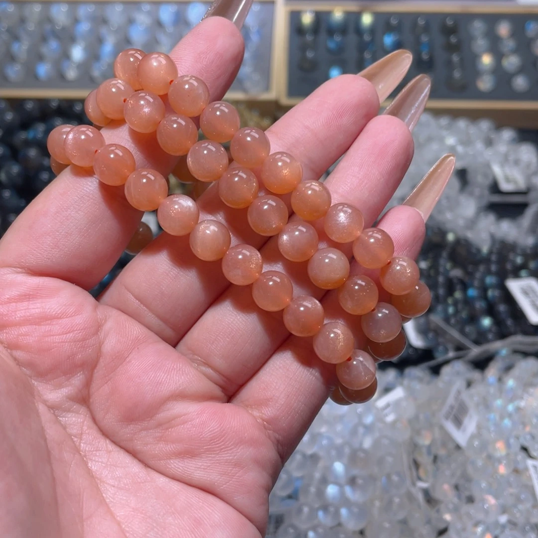 长石未镶嵌手链橙月光手链8.5mm