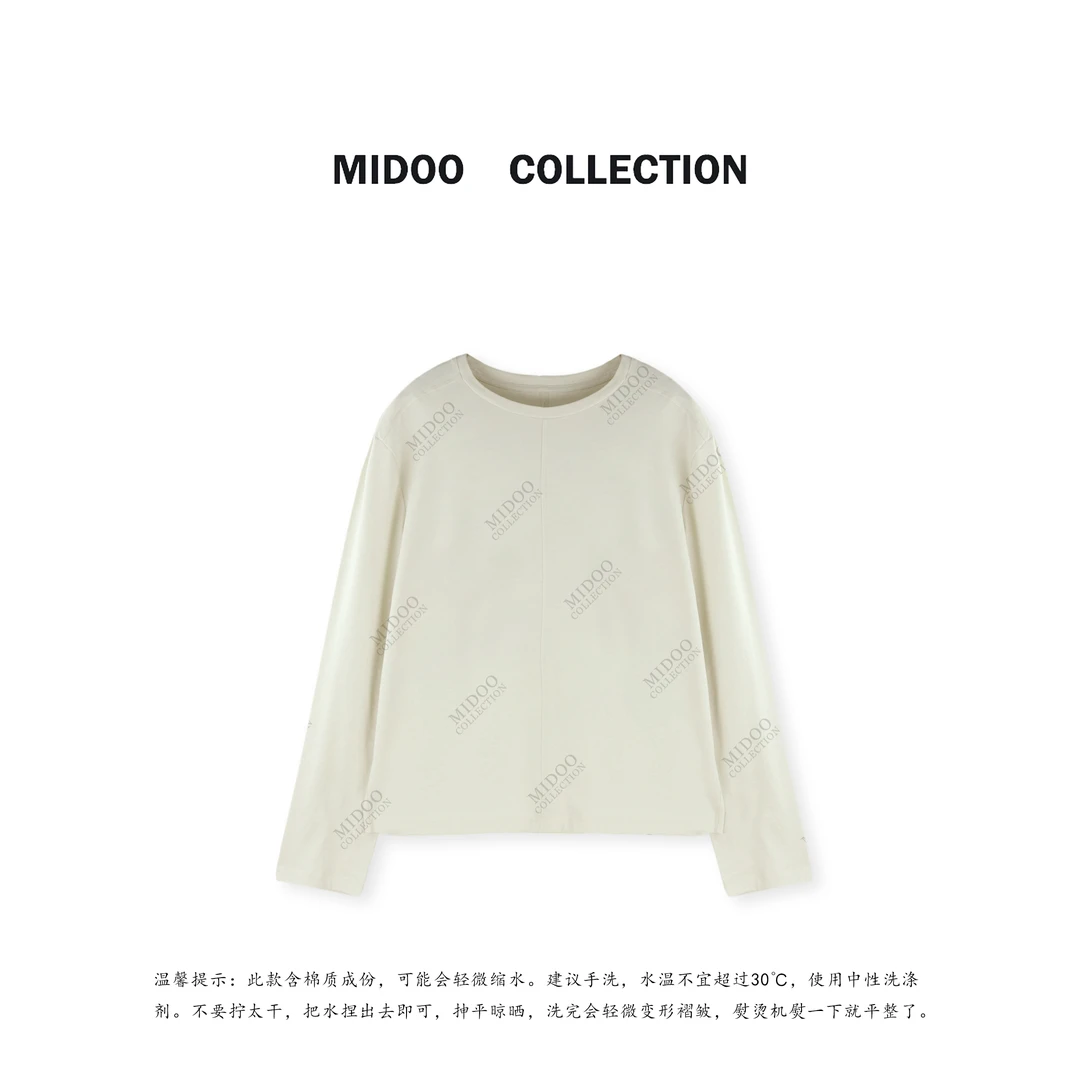 MIDOO ‘体感云’100棉简约中缝薄软休闲长袖T恤