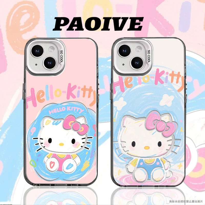 HelloKitty创意适用苹果华为一加iPhone小米三星防摔彩银手机壳