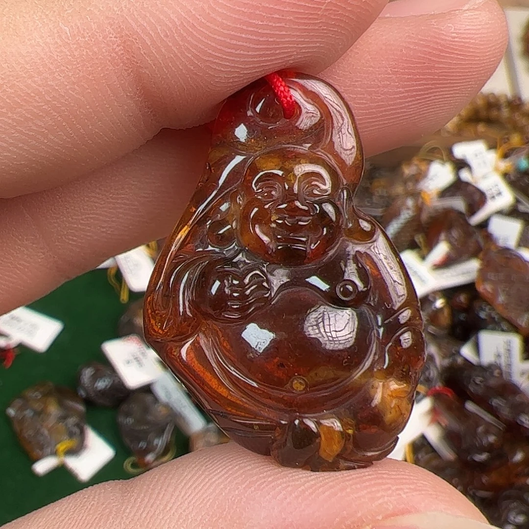 星***晨琥珀未镶嵌手链血珀佛公