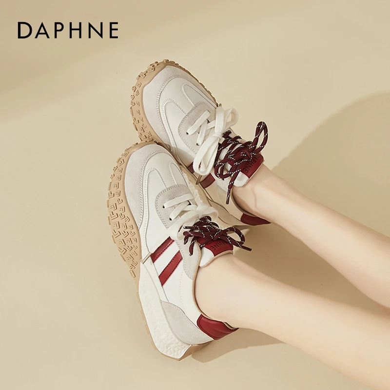 达芙妮德训鞋女2025春季新款女鞋女款爆款厚底秋款休闲春秋运动鞋