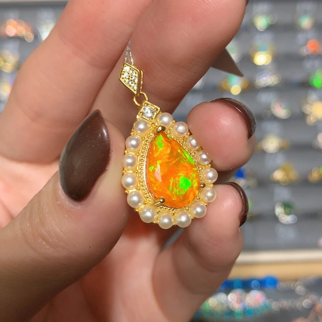 银S925镶嵌欧泊吊坠t