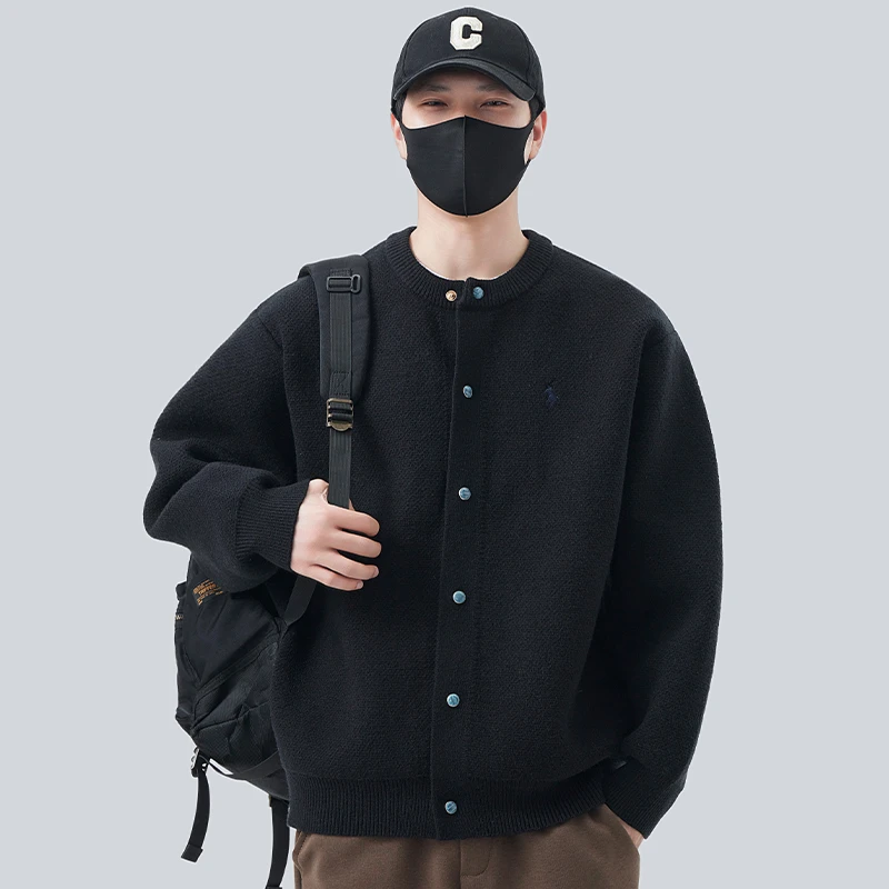 鲁先生绿松石棒球服外套男女春秋2025新款简约针织开衫夹克上衣潮