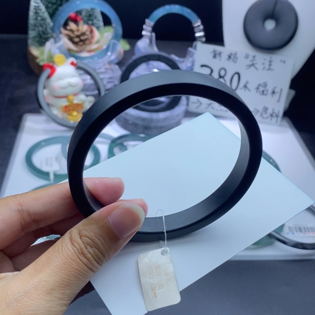 翡翠未镶嵌手镯磨砂黑钢乌鸡65