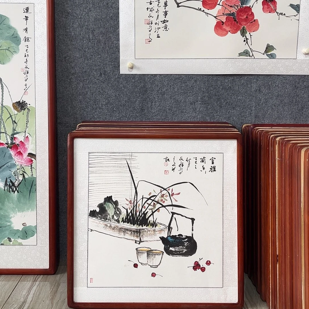 国画书画作品带框63×63