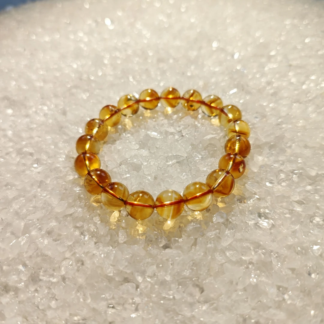 【鸿运】10mm一级黄塔晶黄水晶素圈男女招财转运款吸米手串