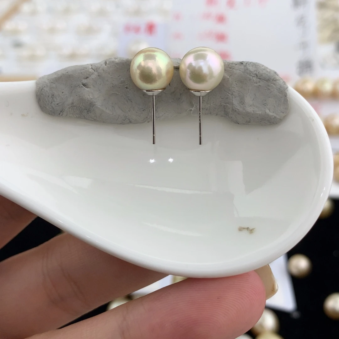 海水珍珠裸珠8-9mm干枯金素钉成品不退换