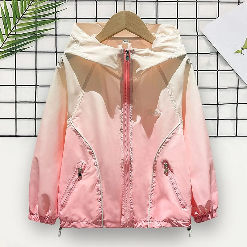 儿童渐变冰丝防晒服女童防晒衣夏季轻薄透气外套大童女孩2025新款