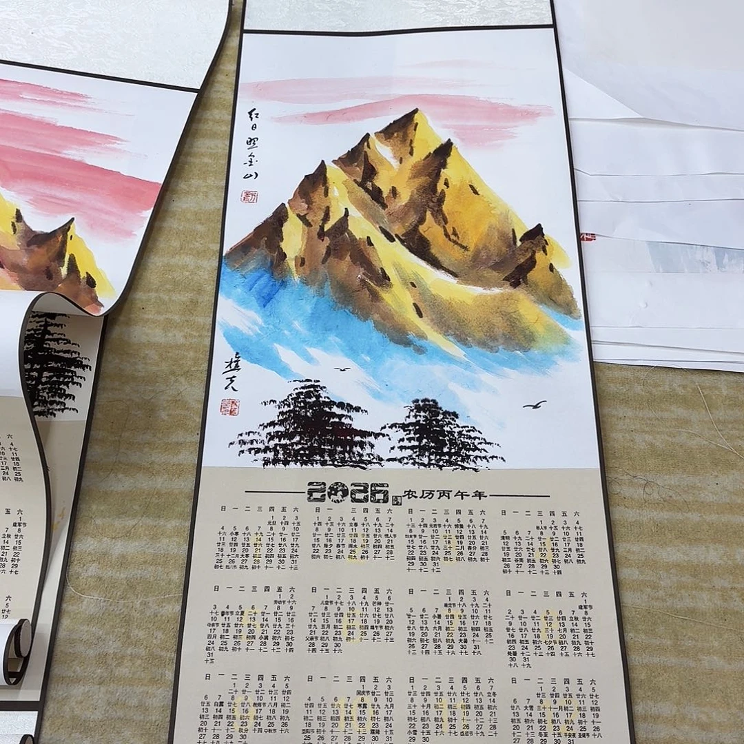 国画挂历手绘作品