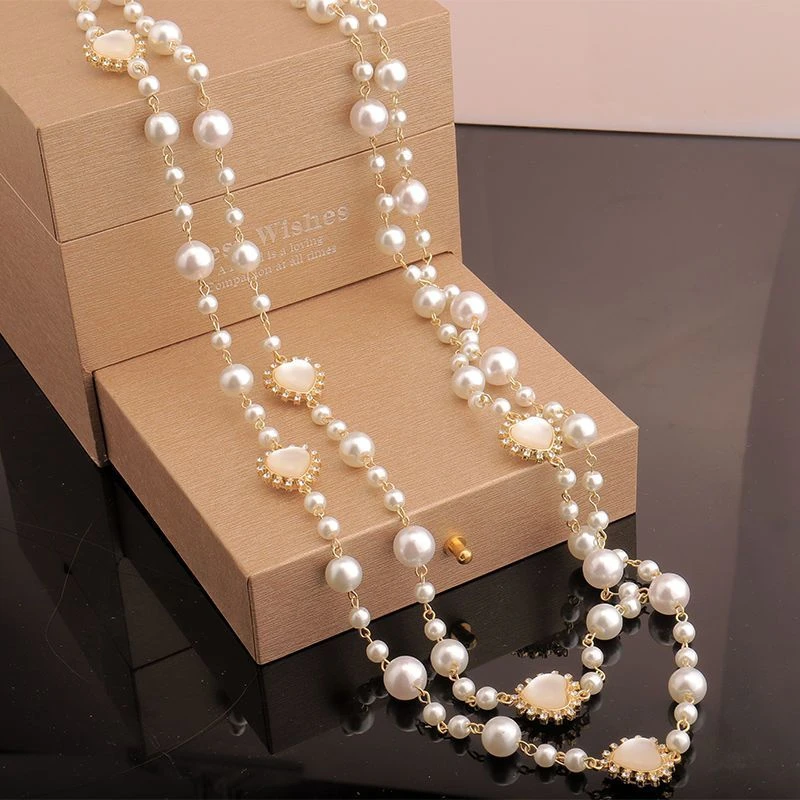 日韩81cm及以上植物花卉爱心气质百搭时尚欧美链条长款项链毛衣链