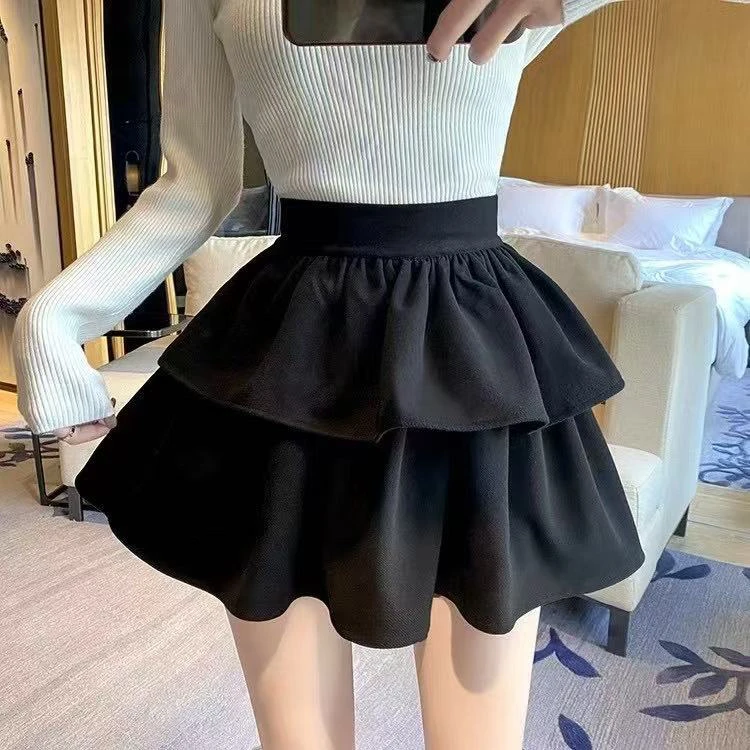 秋冬季节新款高腰蓬蓬裙百搭款