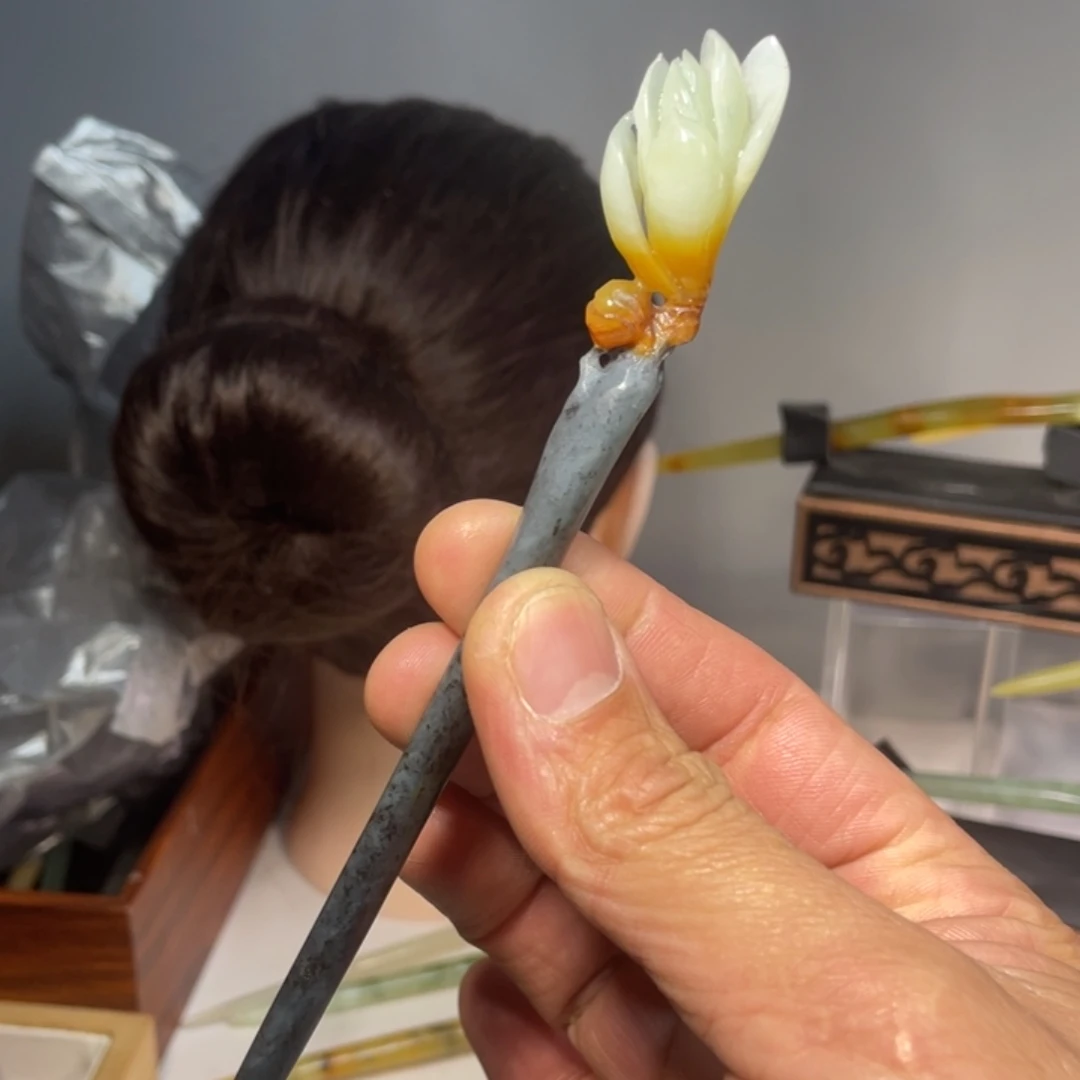蛇纹石玉合金发饰