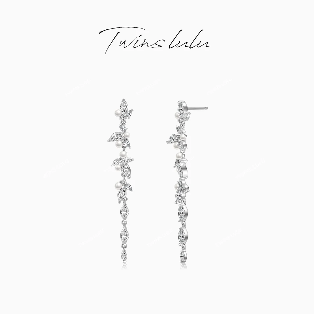 铜合金合成锆石耳饰 TWINS LULU 镀k金 轻奢气质精致耳环TSL2342