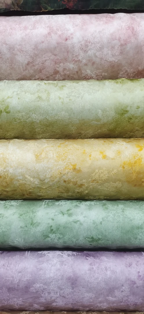 植物丝扎染炒色提花面料