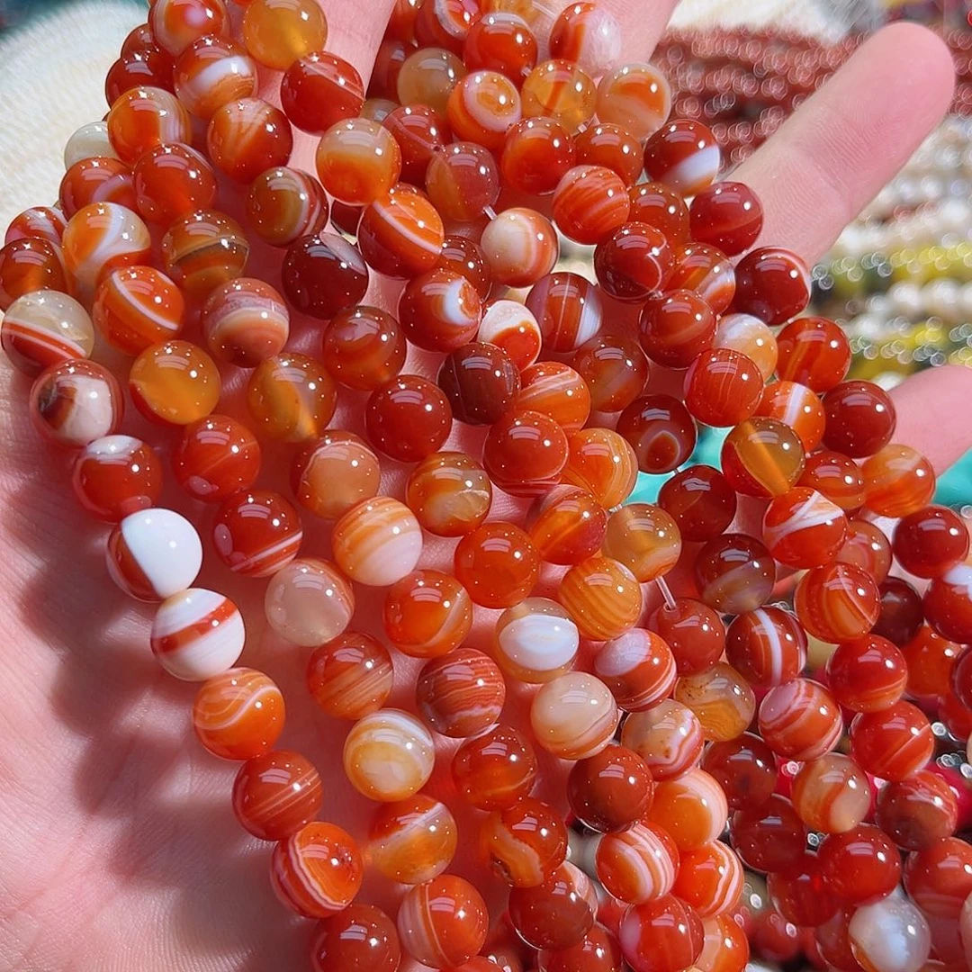 玛瑙/玉髓未镶嵌珠宝半成品蚕丝玛瑙一条10mm