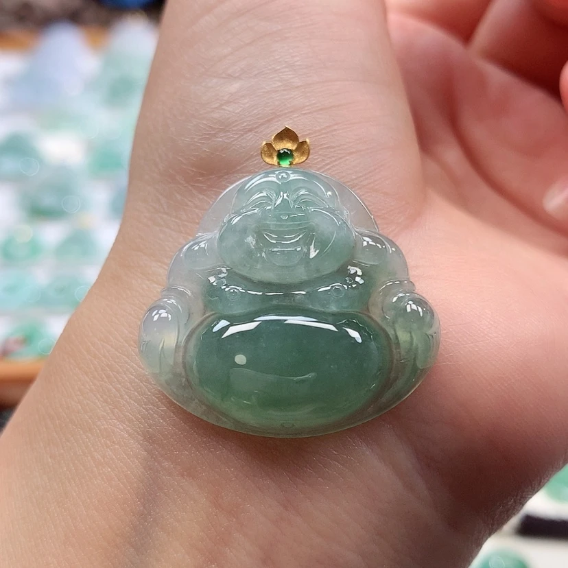 【闪购商品】翡翠18K金镶嵌吊坠(赠链)