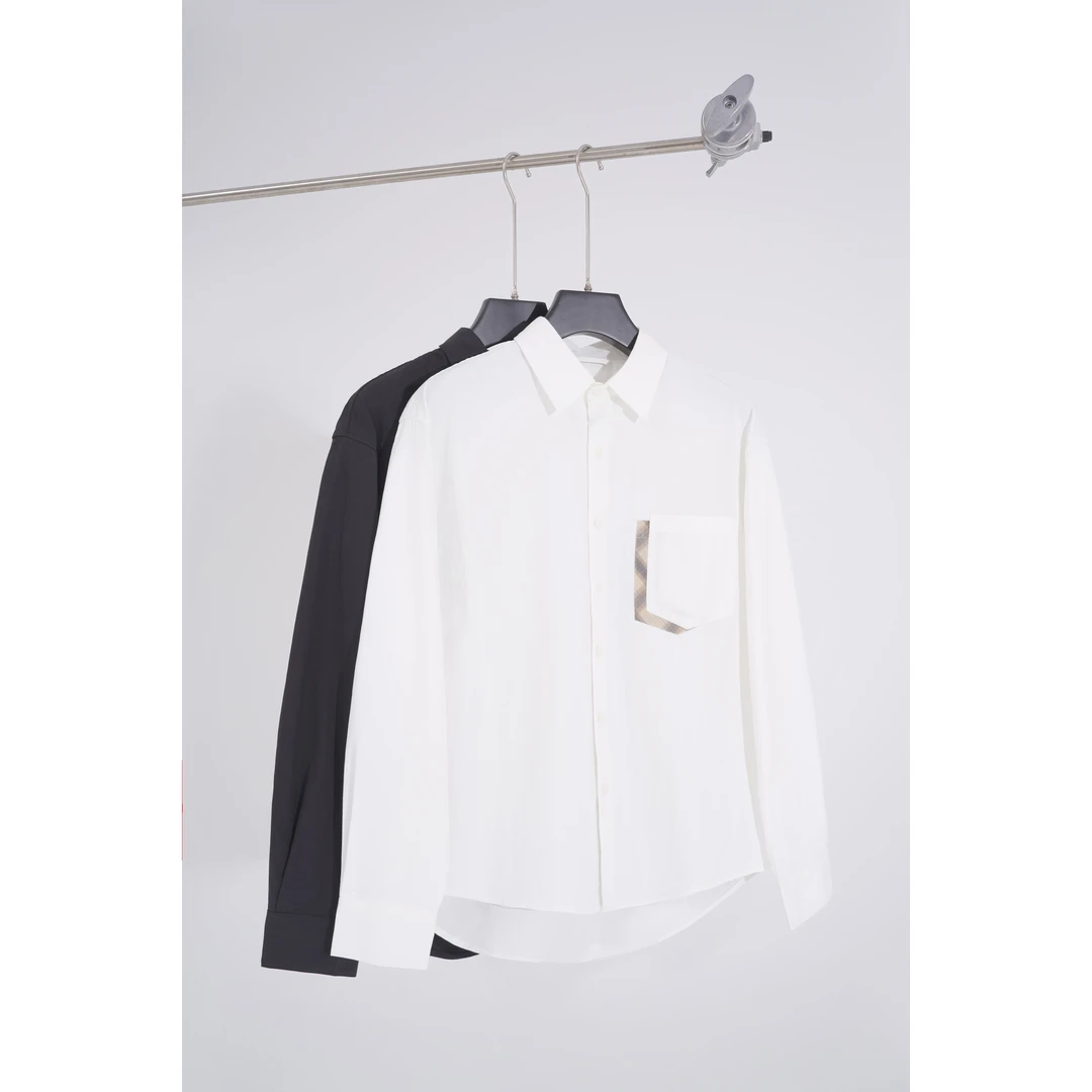 FCC【双层撞色拼接贴袋】秋季时尚简约宽松休闲百搭男生小翻领衬衫