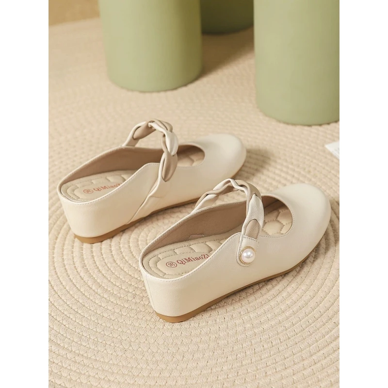 内增高包头半拖鞋子女2024新款爆款一脚蹬晚晚风温柔玛丽珍半托鞋