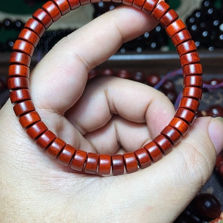 小叶紫檀手串/手链0.7精工药片珠顶泥单圈