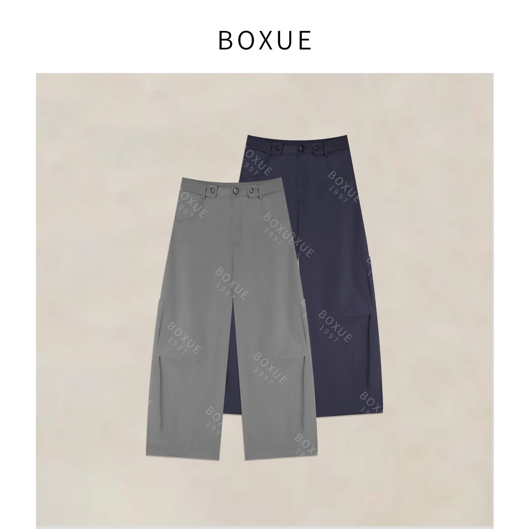 BOXUE“巴黎诗人”2025春季新款立体压褶轻奢休闲裤 #250404K111